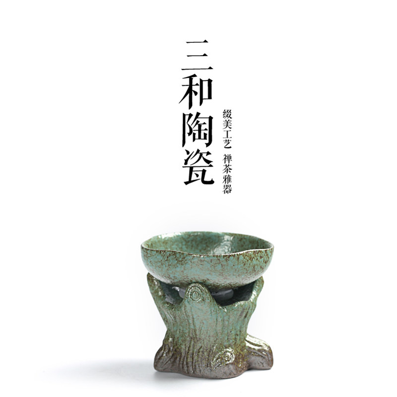 粗陶茶虑组合 漏架套组功夫茶具 粗陶茶漏托套装过虑茶网茶渣包邮
