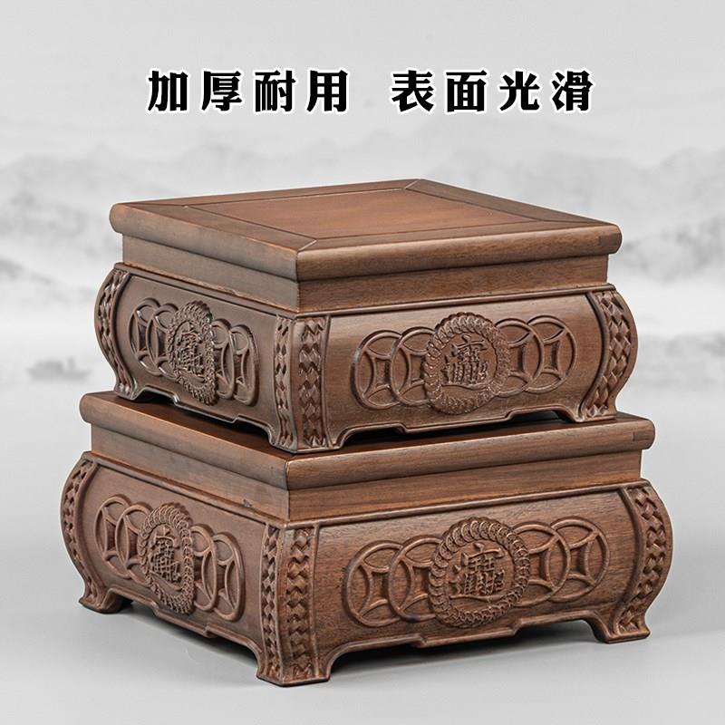 实木浮雕工艺品盆景花瓶古玩摆件佛像寿山石茶壶原木玉器玉玺底座