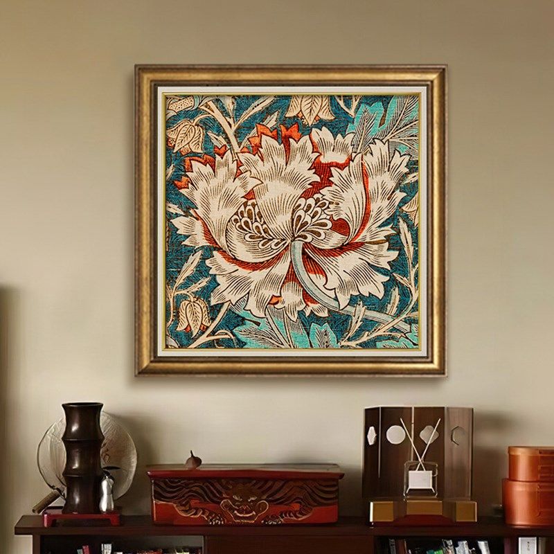 美式玄关装饰画幸福树复古油画餐厅发财树挂画走廊过道壁画高级感