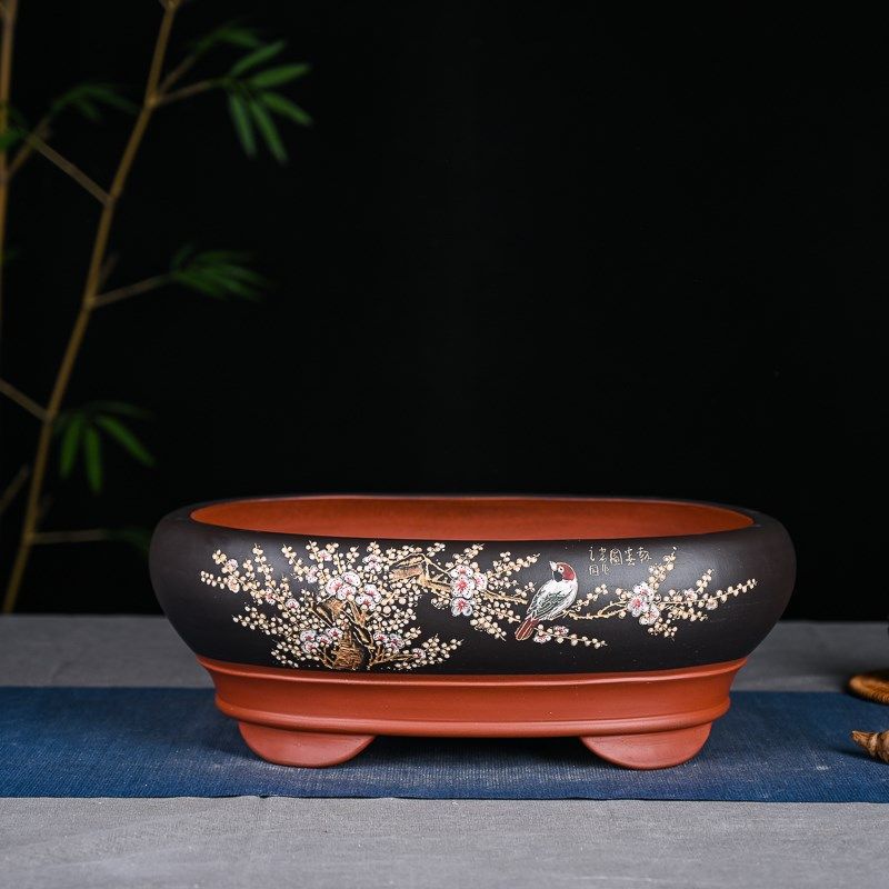 大精品盆景花盆多肉花盆陶瓷创意植物古典粗陶绿植花盆 盆景紫砂