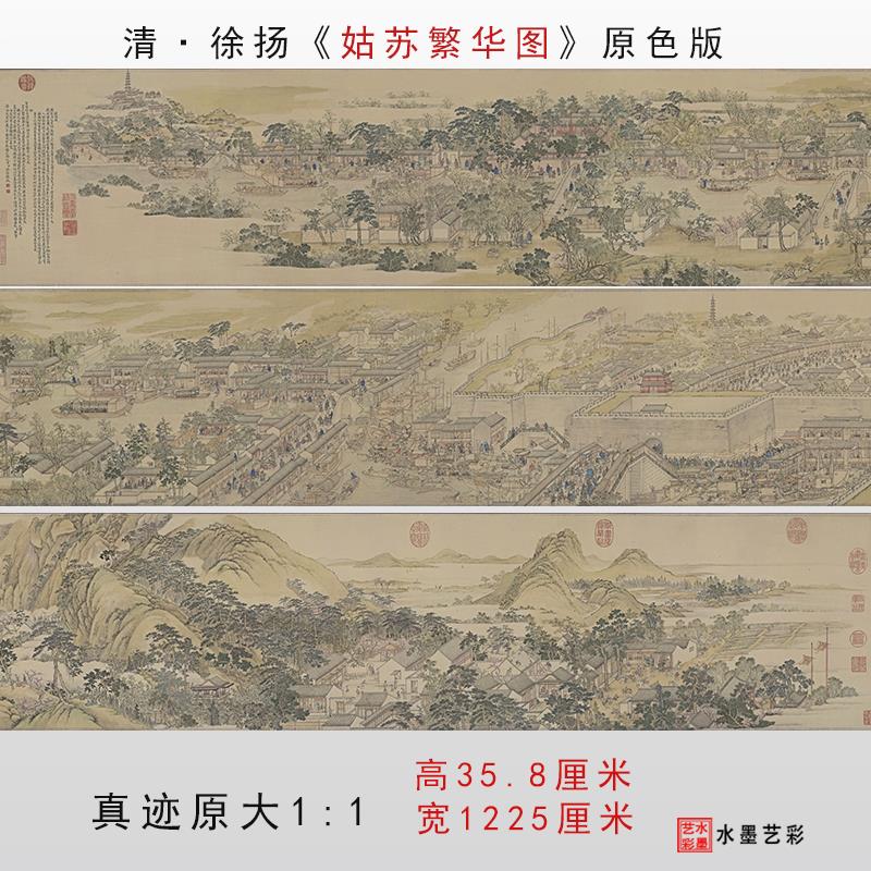 清代 徐扬 姑苏繁华图高清微喷绢布临摹画稿底稿装饰卷轴宣纸画心