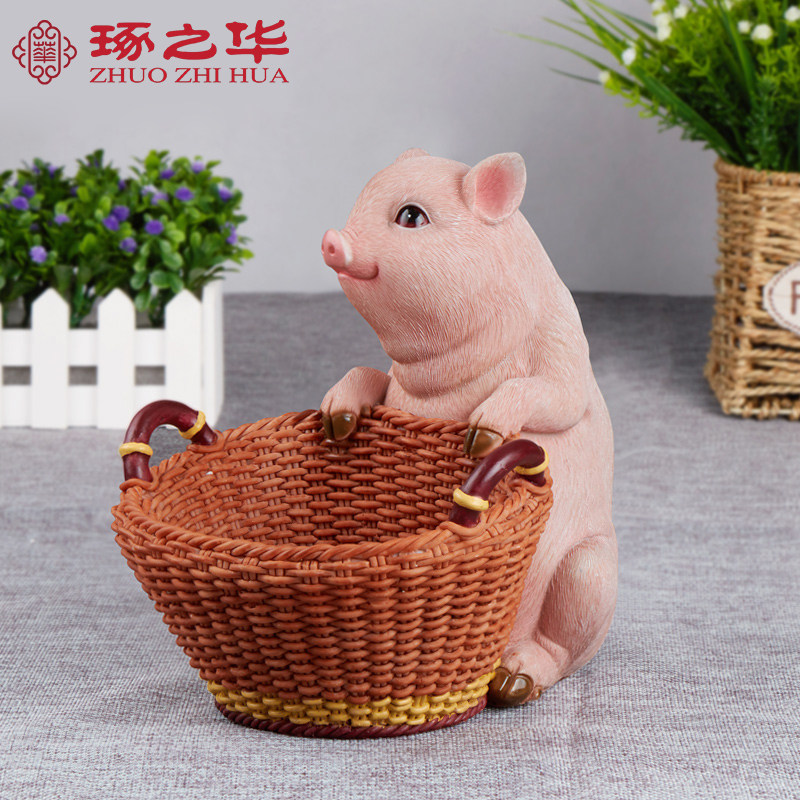 创意狗摆件放钥匙收纳盒动物玄关茶几客厅动物猪装饰品置物乔迁图片