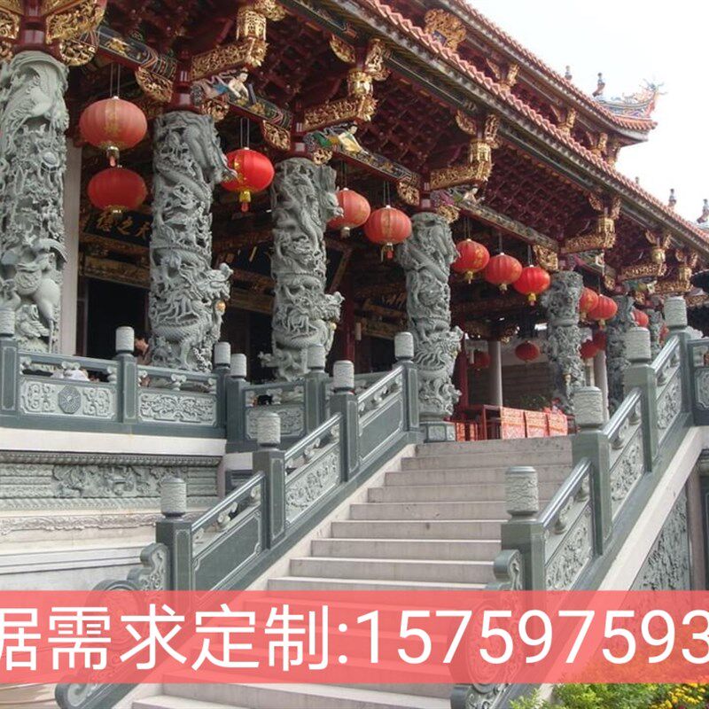 公园广场石雕盘龙柱雕刻寺庙浮雕龙柱文化柱花岗岩青石龙柱石雕