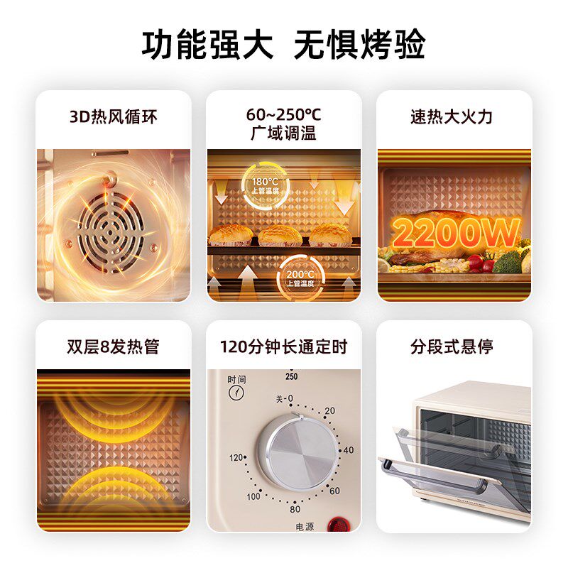 顺然S60升电烤箱热风循环2025新款大容量商用家庭烘焙专用披萨炉