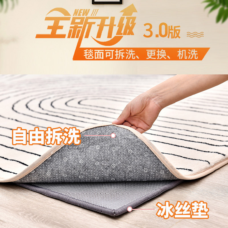 可拆卸机洗石墨烯电热地毯碳晶地暖垫家用客厅电加热地热垫可定制