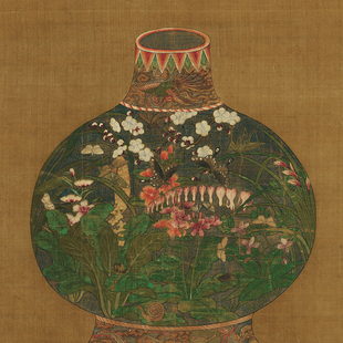 元陈琳葫芦花瓶图卷轴 明清古典风格国画 推荐仿古国画花鸟画挂画