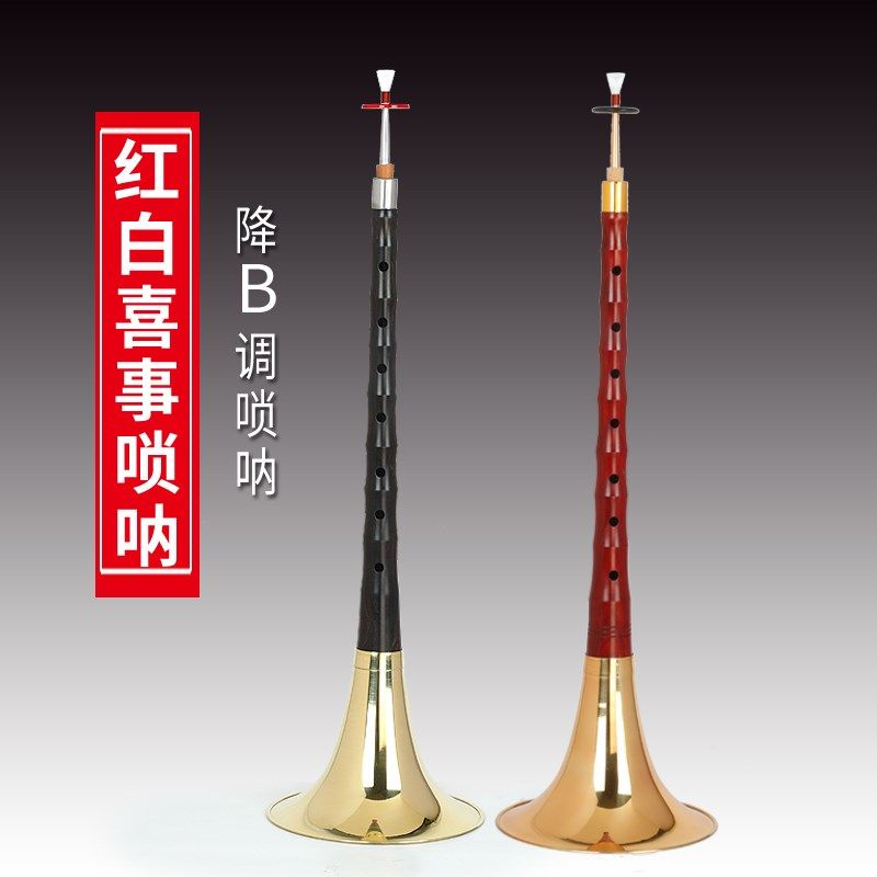 红白喜事专用唢呐乐器初学者 降B调乌木红檀木喇叭唢呐配件