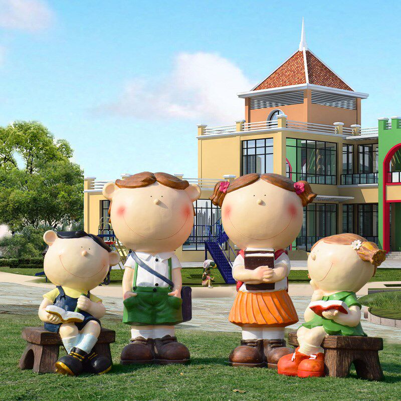 读书娃娃景观雕塑公园学校幼儿园卡通人物草坪布置落地装饰品摆件