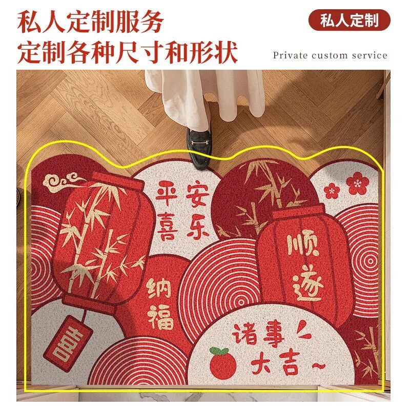 招财猫丝圈入户地垫脚垫门外地毯可裁剪防滑垫高级感门垫商用垫子