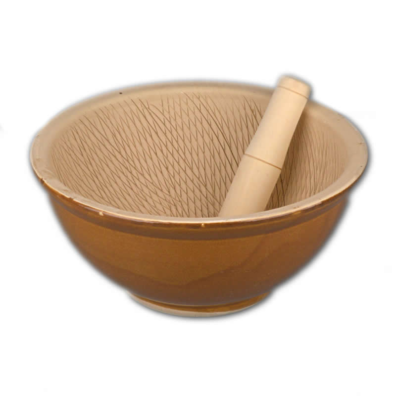 大号陶土擂茶钵 手工捣蒜磨糊工具 厨房压蒜器