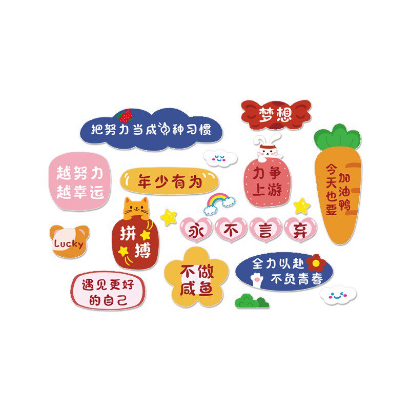儿童房间布置学生卧室墙面装饰卡通励志文字贴纸遮丑补洞神奇墙贴