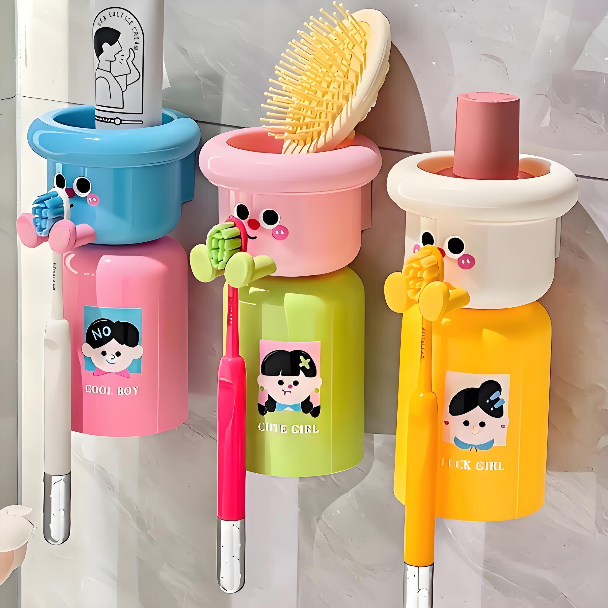 2026新品多巴胺牙刷置物架磁吸漱口杯壁挂免打孔电动牙刷牙膏收纳