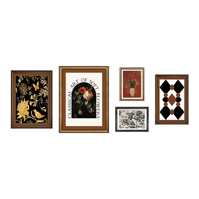 中古风客厅挂画组合美式沙发背景墙装饰画高档法式复古油画高级感