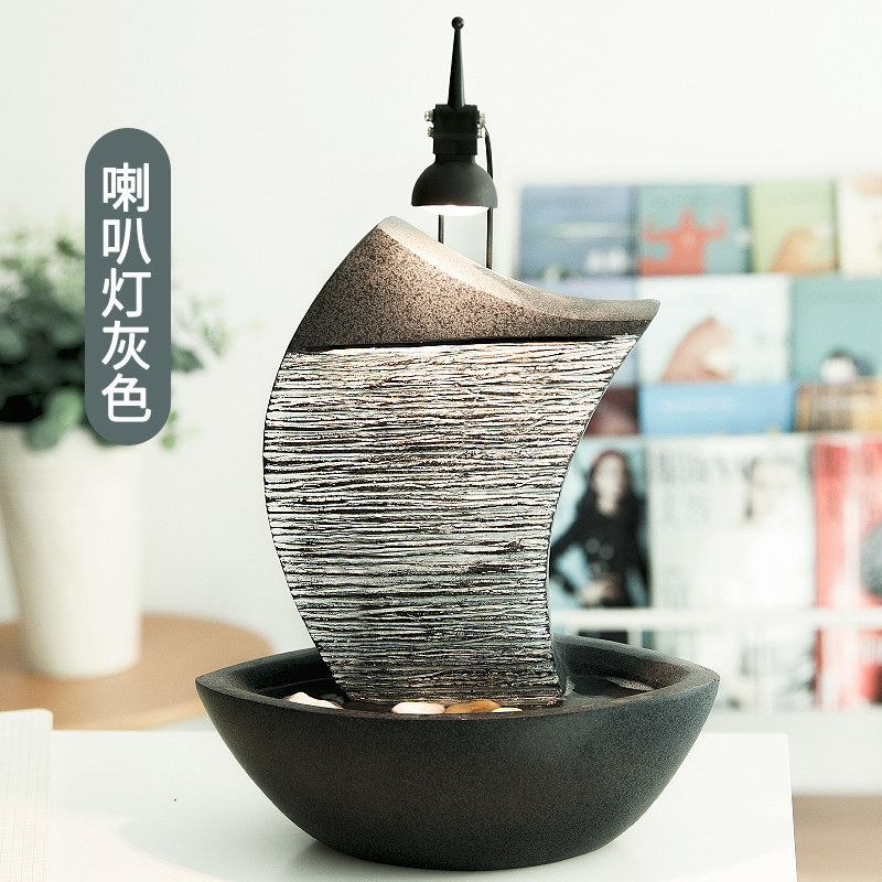 一帆风顺流水喷泉居家办公室开业送礼聚财流水摆件桌面盆景加湿器