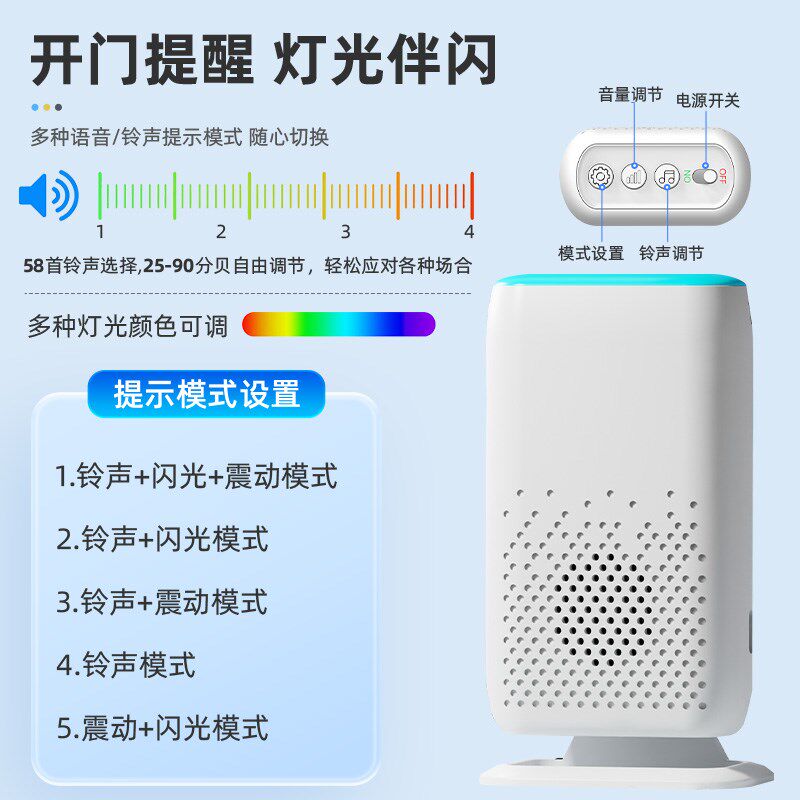 冰箱开门提醒器冰柜超市感应器提示器语音店铺防贼防盗门磁报警器