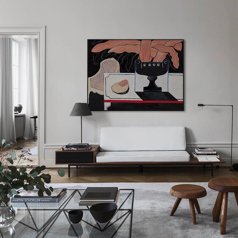 把寂寞煮熟吃了定制客厅抽象挂画巨幅横版玄关壁画高端艺术画