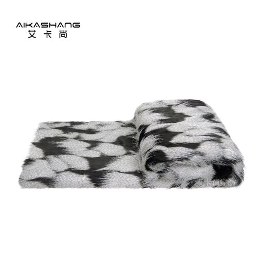 意式轻奢样板间床尾毯酒店床尾巾黑灰色仿毛皮草搭毯客厅沙发搭巾