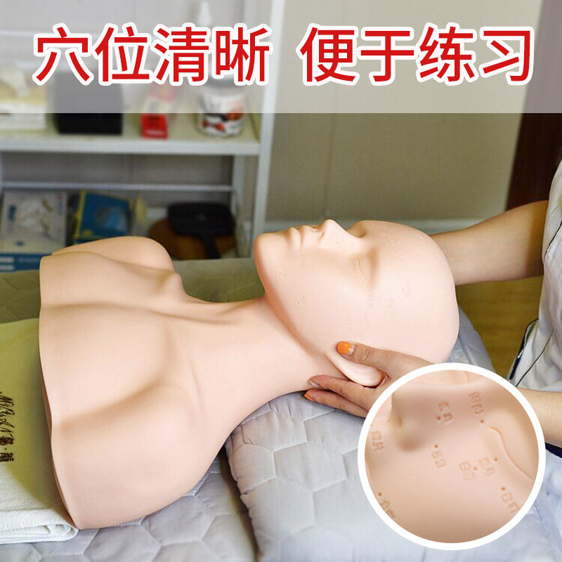 美容院手法练习模特头模 适用皮肤管理按摩练习 穴位刻印半身软质