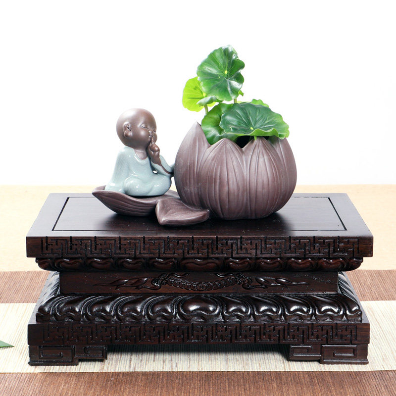 黑檀木实木长方正方莲花金刚底座佛像菩萨观音关公财神摆件加高台