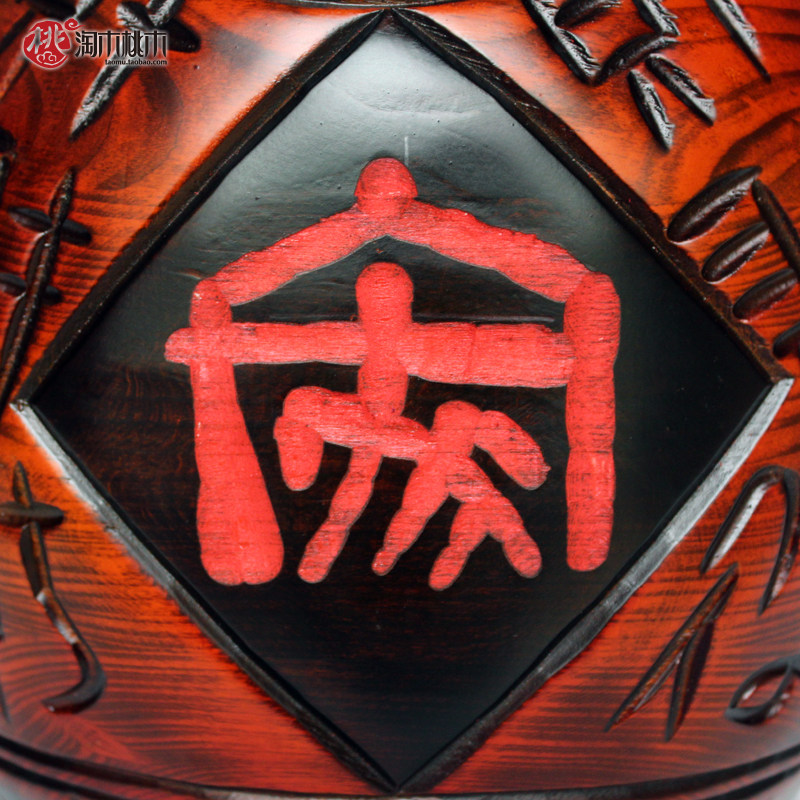 中式家居酒柜装饰品木质鱼储蓄罐创意实木招财存钱罐桌面玄关摆件