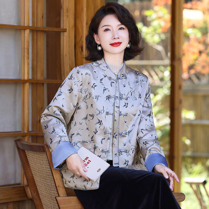 新中式唐装中国风女装独特上衣超好看宋锦盘扣外套2024早秋款新款