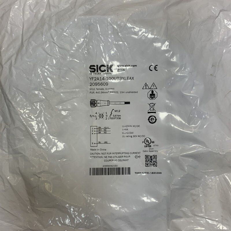 SICK西克接插件连接线YF2A14-100UB3XLEAX原装全新正品M12直10M