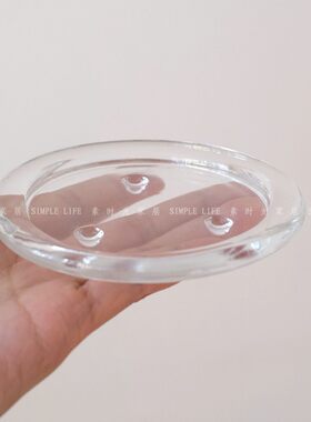 香薰蜡烛台玻璃烛台圆托盘圆盘 简约欧式透明盘子装饰收纳盘摆件