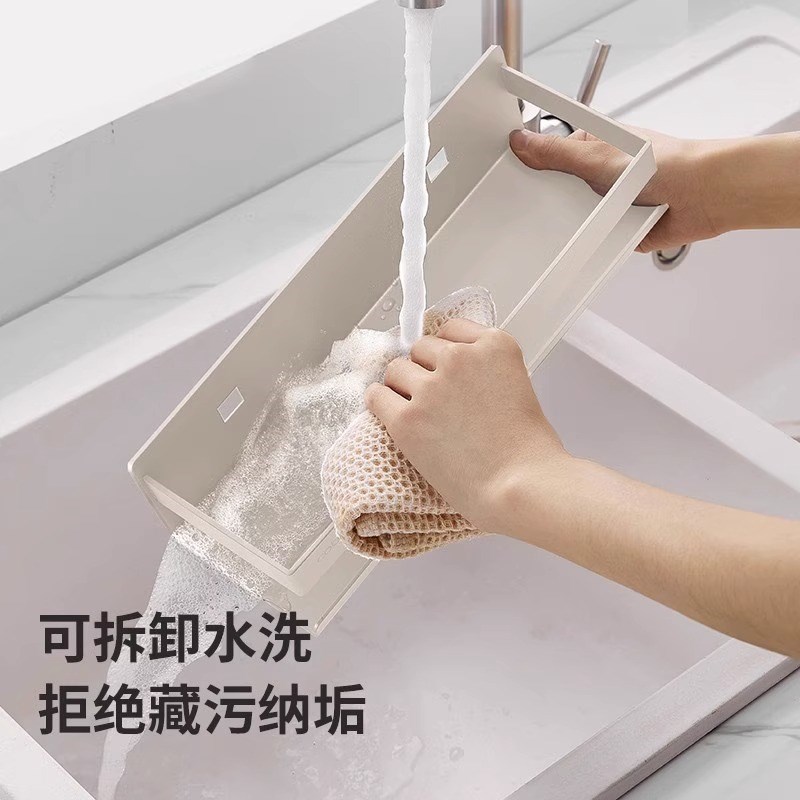 白色厨房置物架免打孔不锈钢架子调味料品罐家用壁挂多功能收纳架