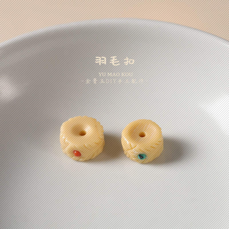 小清新金膏玉雕刻饰品配件羽毛扣配饰蝴蝶结蝴蝶结散珠文玩佛文玩