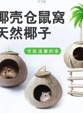 仓鼠椰壳窝躲避屋夏天降温椰子用品金丝房子别墅花枝鼠小窝保暖