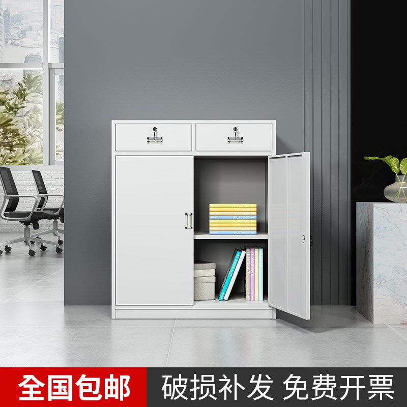 中二斗下节矮柜文件柜资料柜带锁档案柜铁皮柜子家用书柜加厚