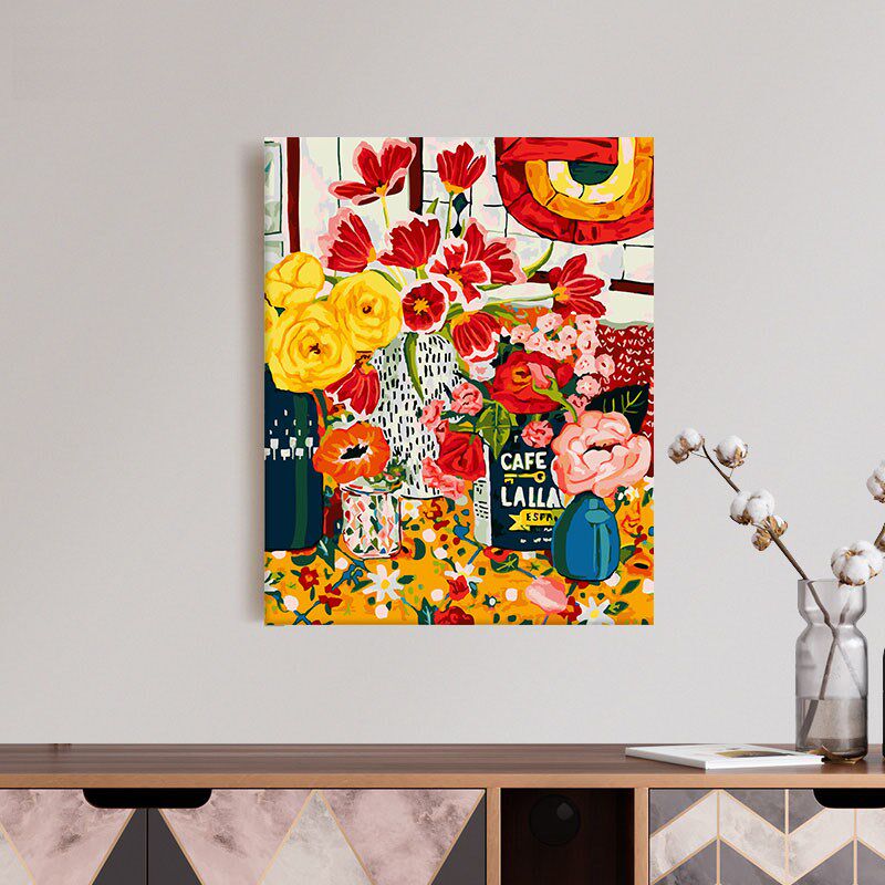 数字油画手工画画diy填色画手绘填充涂色减压花卉油彩画 钟情于你
