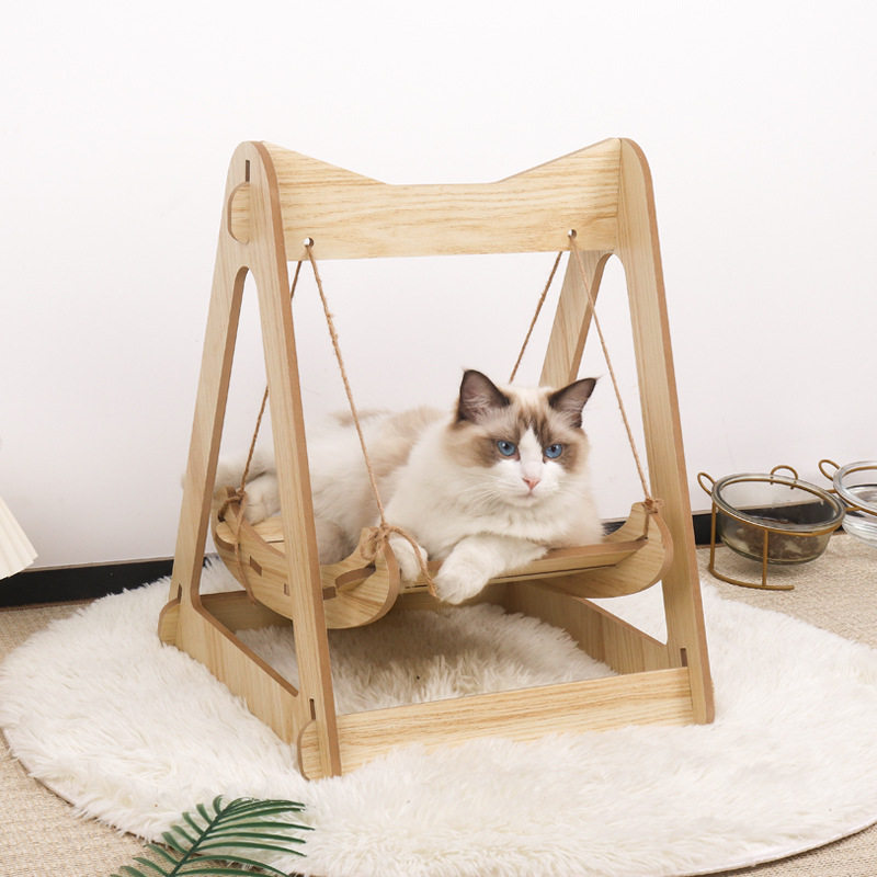 猫咪荡秋千猫摇篮摇摇床宠物摇床吊篮窝小猫吊床摇椅木质吊椅猫窝