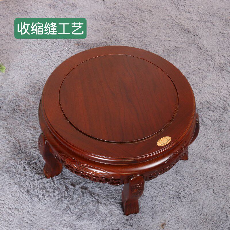 全实木地墩花架圆形鱼缸架中式盆景架榆木养鱼缸底座高花盆架