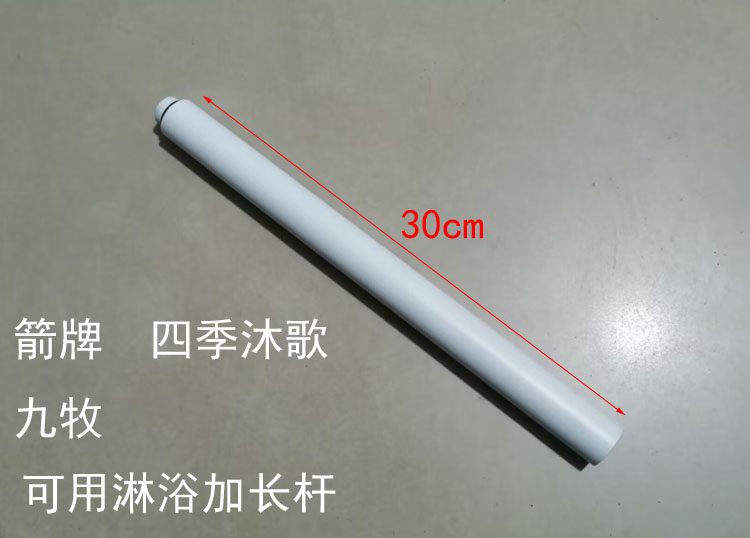亚白色花洒加长杆加高淋浴柱4分6分直插管左牙丝增高管浴缸加长杆