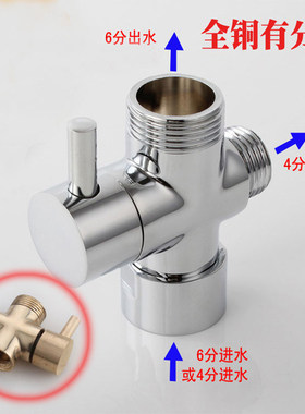 全铜快开三通分水器4分/6分转换阀 淋浴花洒一进二出分水阀包邮