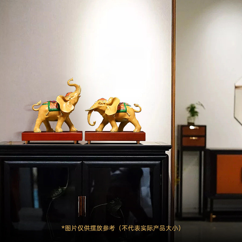 富贵吉祥铜大象摆件一对招财吸水象客厅玄关办公室装饰品开业礼物