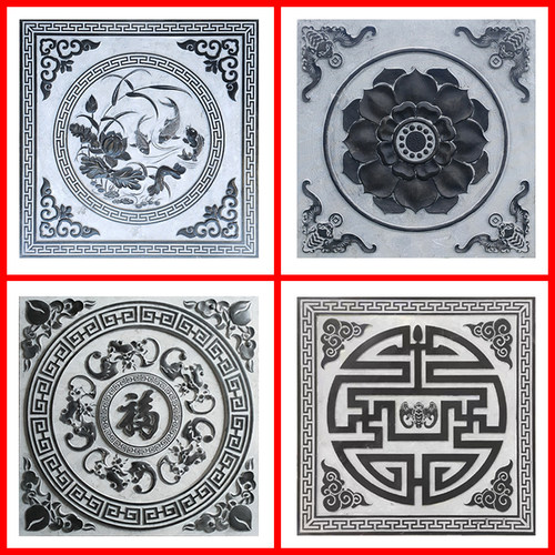 石雕浮雕壁画青石地雕新中式庭院福字影壁墙镂空窗花别墅仿古摆件