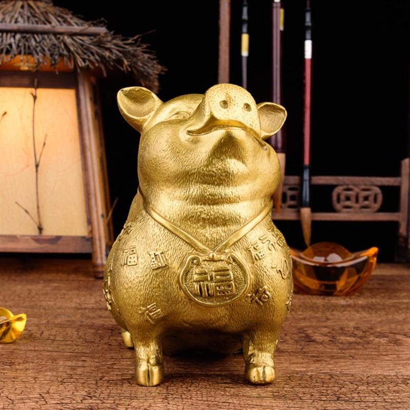 纯铜猪摆件百福猪家居客厅摆件办公室工艺品招财摆设生肖猪礼品
