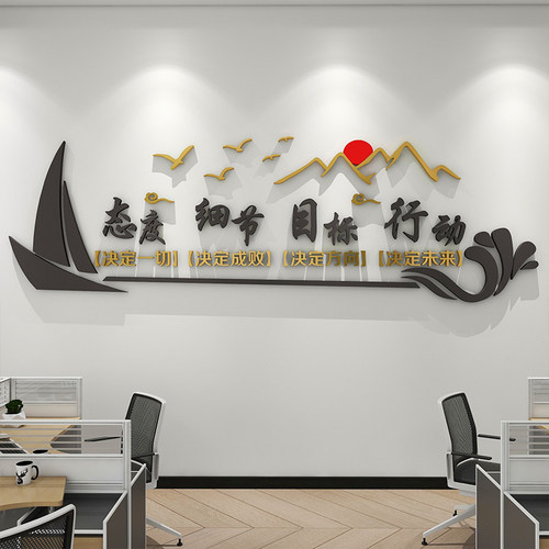 企业办公室文化装饰3d立体壁贴团队标语装饰激励墙贴励志文本公司