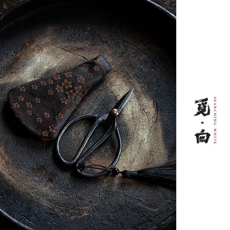 觅白纯手工锻打茶艺小剪刀茶叶袋剪子茶道配件mini手作铁艺茶事剪