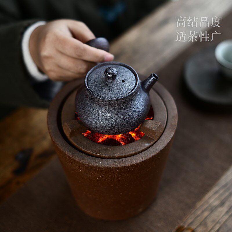 宏中 宜兴紫砂2号井紫泥柴烧茶壶纯手工手拉坯球孔过滤紫砂茶壶