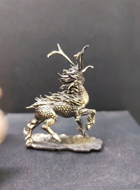 纯铜做旧风火麒麟神兽麒麟龙化身摆件工艺品手办模型车摆装饰玄关