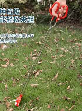 环卫工捡垃圾拾物器家用碳夹长柄取物工具加长不锈钢火钳夹垃圾夹