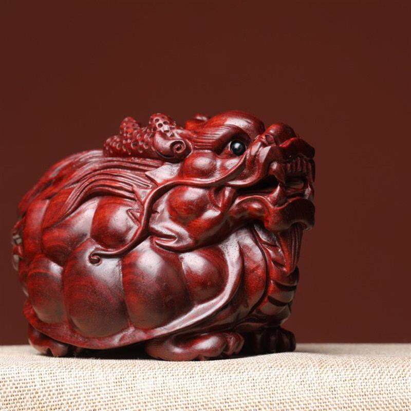 天然紫檀绿檀木雕摆件招财转运手把件龙龟文玩檀木雕刻工艺品摆件