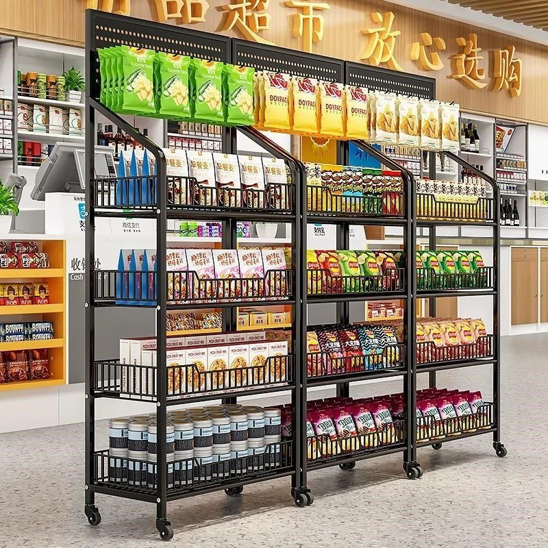 超市零食货架便利店商场店超市食品饮料玩具置物架移动多层展示架