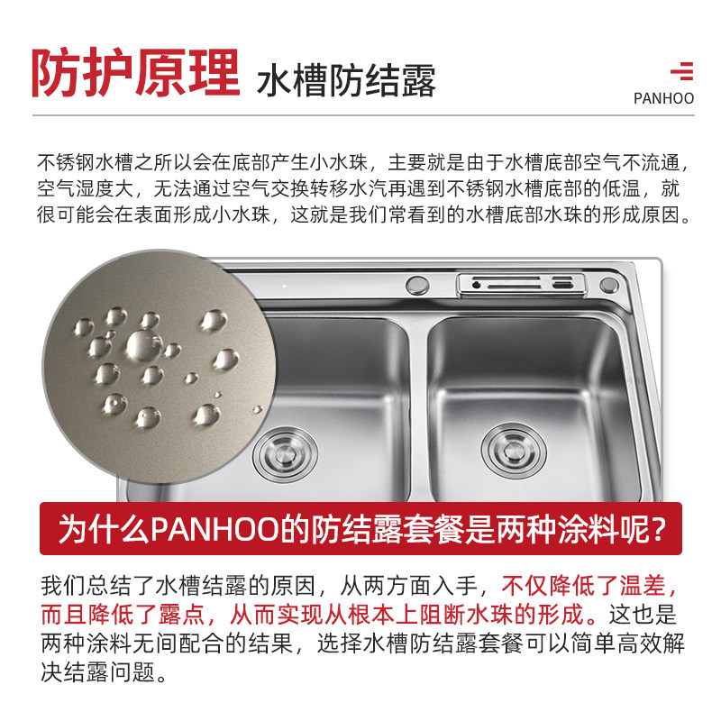 panhoo水槽防结露套餐厨房洗水池底部水珠抗滴水冷凝水阻凝露油漆