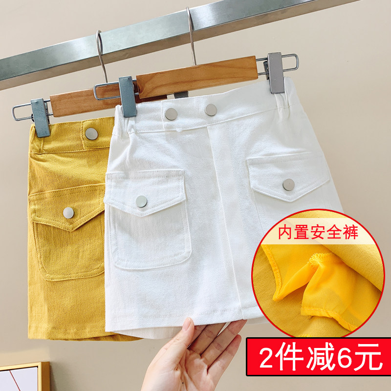 2022夏天儿童包裙半身裙女童牛仔裙裤小女孩A字裙薄款中大童短裙