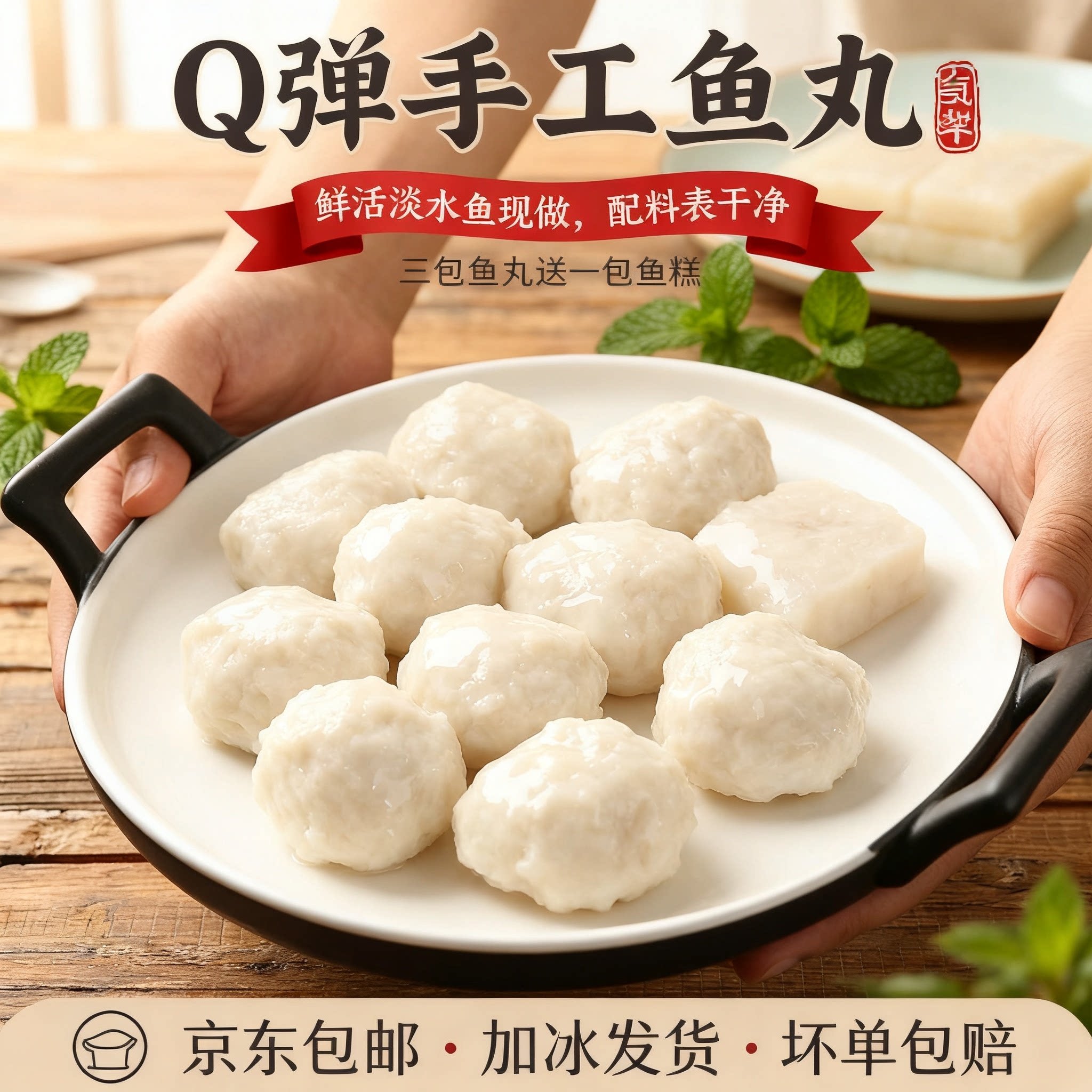 鱼丸手工现打新鲜活鱼制作