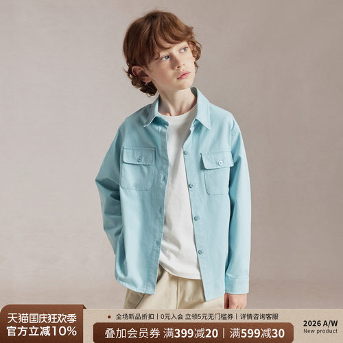 ELLEkids男童秋季工装长袖衬衫